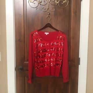 Red sequin sweater, Large